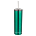 Hot selling 20oz Stainless Steel Double Walled Insulated Vacuum Straight Slim Tumbler Cup with steel Lid and Straw